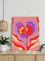 Vibrant Abstract Floral Canvas Wall Art for Living Room Decor – вид 3