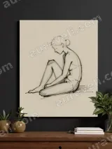 Seated Woman Sketch Canvas Wall Art for Living Room & Bedroom Decor