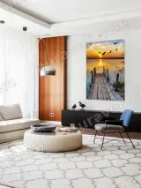 Sunset Lake Wooden Dock Birds Canvas Wall Art for Living Room Home Decor – view 5