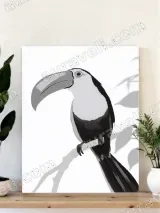 Black & White Toucan Canvas Wall Art for Living Room Home Decor