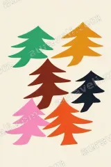 Colorful Abstract Pine Trees Canvas Wall Art for Living framed modern home decor