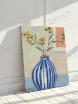 Blue & White Striped Vase Floral Canvas Wall Art for Home Decor – view 3