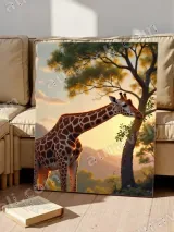 Giraffe Eating Leaves Canvas Wall Art Sunset Safari Home Decor – view 5