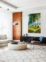 Birch Trees & Orange Flowers Pathway Canvas Wall Art for Home Decor – view 5