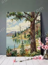 Lake Forest Tree Landscape Canvas Wall Art for Living Room Home Decor – view 3