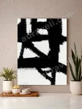 Abstract Black Brushstroke Canvas Wall Art for Living Room Home Decor – view 3