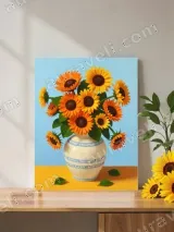 Sunflower Vase Floral Canvas Wall Art for Living Room Home Decor