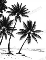 Black & White Palm Tree Beach Canvas Wall Art for Home Decor wall art print
