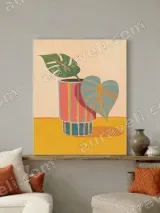 Monstera & Heart Leaf Potted Canvas Wall Art for Living Room Decor – view 3
