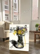 Graphic Floral Vase Canvas Wall Art for Living Room Home Decor – view 2