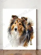 Sheltie Dog Watercolor Canvas Wall Art for Living Room Home Decor – view 2