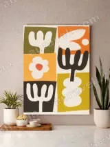 Mid - Century Abstract Floral Wall Art for Living Room Home Decor – view 3