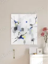 Abstract Blue Yellow Gray Black Ink-Style Canvas Wall Art for Home Decor – view 3