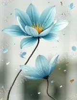 Blue Lotus Floral Canvas Wall Art for Bedroom Living framed modern home decor