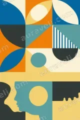 Abstract Geometric Shapes Canvas Wall Art for Living Room framed modern home decor