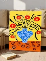 Blue Vase Red Flowers Canvas Wall Art for Living Room Home Decor – view 5