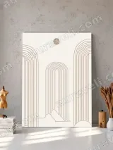 Boho Minimalist Arch & Circle Line Art Canvas Wall Art for Living Room Home Decor