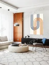 Blue & Orange Retro Geometric Lines Canvas Wall Art for Home Decor – view 5