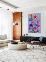 Colorful Cosmos Floral Canvas Wall Art for Living Room Bedroom Decor – view 5