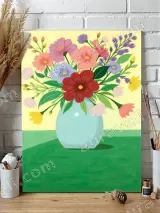 Colorful Floral Vase Canvas Wall Art for Living Room Bedroom Home Decor