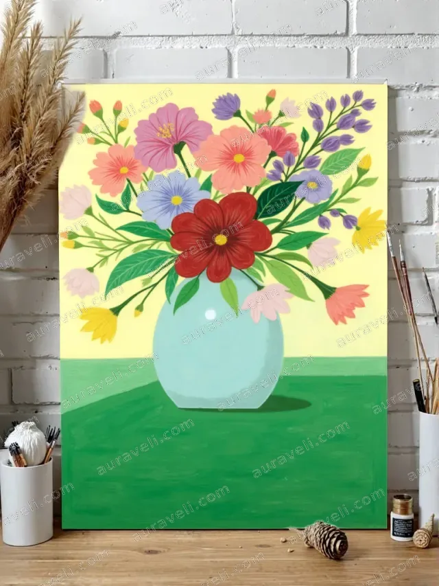 Colorful Floral Vase Canvas Wall Art for Living Room Bedroom Home Decor — art print