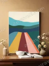 Abstract Geometric Road Landscape Canvas Wall Art for Living Room Decor – view 2