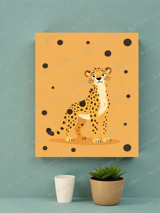 Cartoon Cheetah Canvas Wall Art for Living Room Home Decor — art print