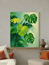 Botanical Monstera Leaves Canvas Wall Art for Living Room Bedroom Home Decor – view 3