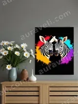 Colorful Zebra Duo Canvas Wall Art for Living Room Home Decor – вид 2
