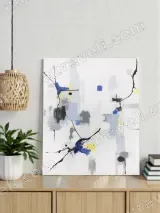 Abstract Blue Yellow Gray Black Ink-Style Canvas Wall Art for Home Decor – view 4