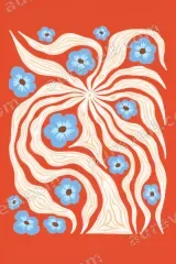 Abstract Floral Swirl Canvas Wall Art for Living Room framed modern home decor