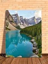 Snow - Capped Mountain Lake Forest Canvas Wall Art for Home Decor – view 2