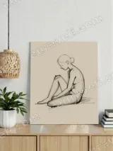 Seated Woman Sketch Canvas Wall Art for Living Room & Bedroom Decor – вид 3