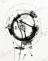 Abstract Circular Ink Splatter Wall Art for Living Room framed modern home decor