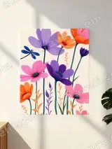 Colorful Floral Dragonfly Canvas Wall Art for Home Decor