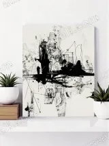 Abstract Black White Ink Splatter Canvas Wall Art for Living Room Home Decor