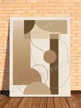 Abstract Geometric Brown Tones Canvas Wall Art for Living Room Home Decor – view 2