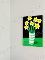 Daffodils in Striped Vase Canvas Wall Art for Living Room Home Decor – view 2