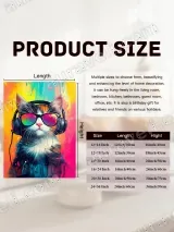 Cool Cat with Headphones Sunglasses Colorful Canvas Wall Art Home Decor – view 7