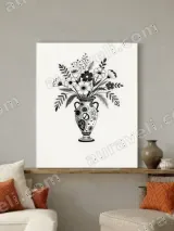 Monochrome Floral Vase Canvas Wall Art for Bedroom & Living Room Decor – view 3