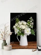 White Floral Bouquet in Pitcher Canvas Wall Art for Living Room Bedroom Home Decor