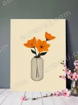 Orange Flowers in Minimalist Vase Canvas Wall Art for Living Room Home Decor – вид 2