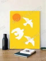 White Doves Sunny Yellow Canvas Wall Art for Living Room Home Decor – вид 2