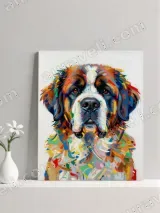 Colorful Abstract St. Bernard Dog Canvas Wall Art for Home Decor – view 3