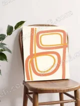 Coral Yellow Abstract Line Canvas Wall Art for Living Room Home Decor – view 4