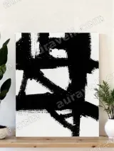 Abstract Black Brushstroke Canvas Wall Art for Living Room Home Decor
