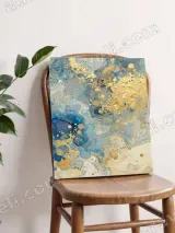 Abstract Blue Gold Swirl Canvas Wall Art for Living Room Decor – view 4