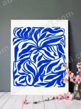 Blue Abstract Floral Canvas Wall Art for Living Room Bedroom Home Decor