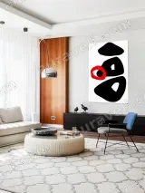 Abstract Black Red Shapes Canvas Wall Art for Living Room Home Decor – view 5