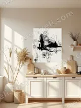 Abstract Black White Ink Splatter Canvas Wall Art for Living Room Home Decor – view 3